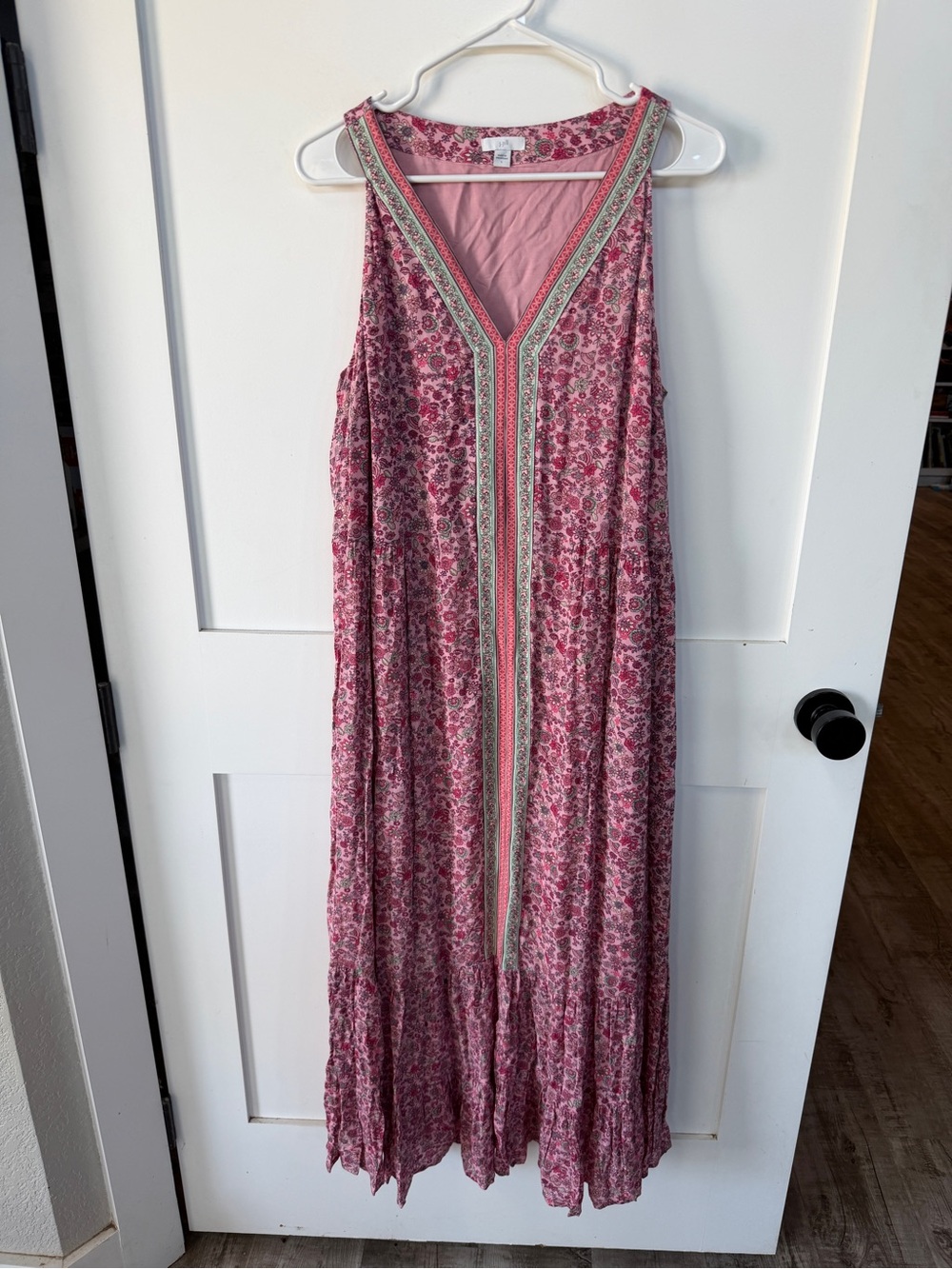 J. Jill Pink Floral Sleeveless Maxi Dress -Rayon- large